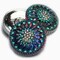 18mm Daisy Button Volcano with a Turquoise Wash and Silver Accents - Czech Glass Buttons